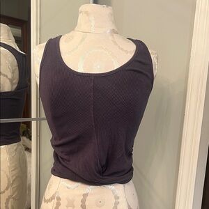 Heartloom Ribbed Scoop Tank - Charcoal Gray